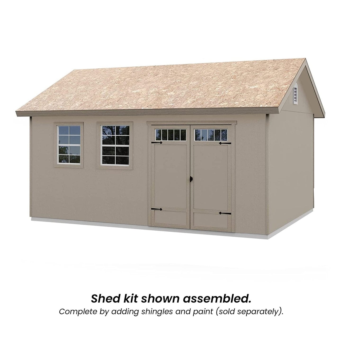 Handy Home Products Scarsdale 12×16 Do-it-Yourself Wooden Storage Shed with Floor Tan