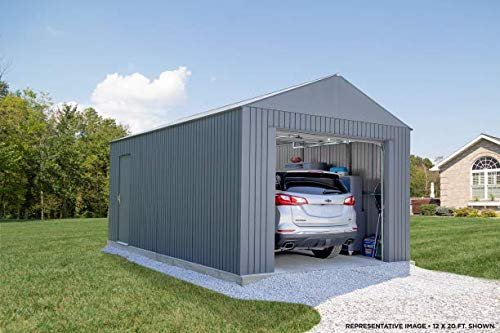 Sojag 12′ x 20′ Everest Galvalume Steel with Extra Tall Walls Garage Storage Building, Charcoal 12′ x 20′