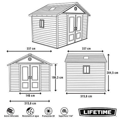 Lifetime 6433 Outdoor Storage Shed with Windows, 11 by 11 Feet 11 x 11 Ft.