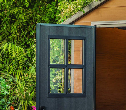 Keter Newton 7.5×9 Large Resin Outdoor Storage Shed Kit Mahogany Brown
