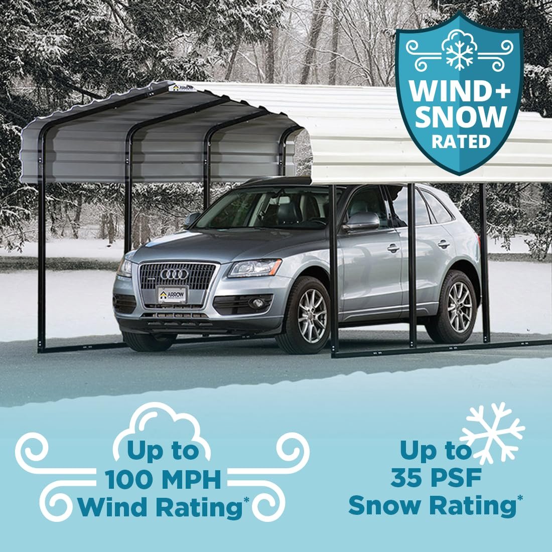 Arrow Carport, 12 ft. x 24 ft. x 9 ft. Eggshell 12′ x 24′ x 9′