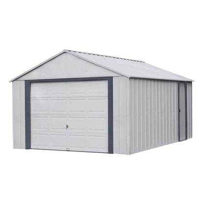 Arrow Shed 12′ x 17′ Murryhill Garage Galvanized Steel Extra Tall Walls Prefabricated Shed Storage Building, 12′ x 17′, Flute Gray