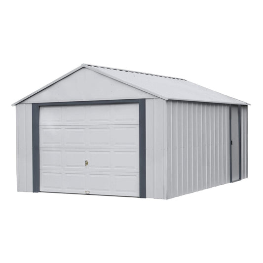 Arrow Shed 12′ x 17′ Murryhill Garage Galvanized Steel Extra Tall Walls Prefabricated Shed Storage Building, 12′ x 17′, Flute Gray