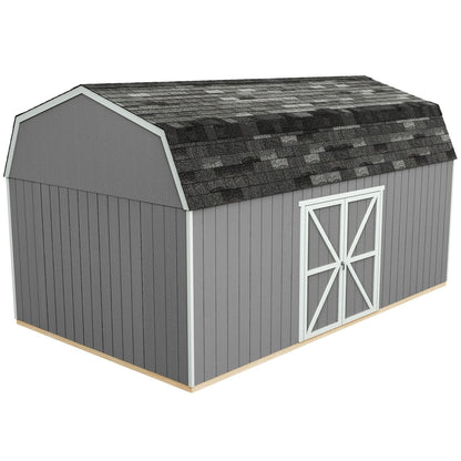 Handy Home Products Hudson 12×20 Do-it-Yourself Wooden Storage Shed with Floor Brown