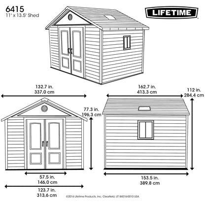 Lifetime 6415 Outdoor Storage Shed, 11 by 13.5 Feet 11 x 13.5 Ft.