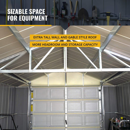 Arrow Shed 12′ x 17′ Murryhill Garage Galvanized Steel Extra Tall Walls Prefabricated Shed Storage Building, 12′ x 17′, Flute Gray