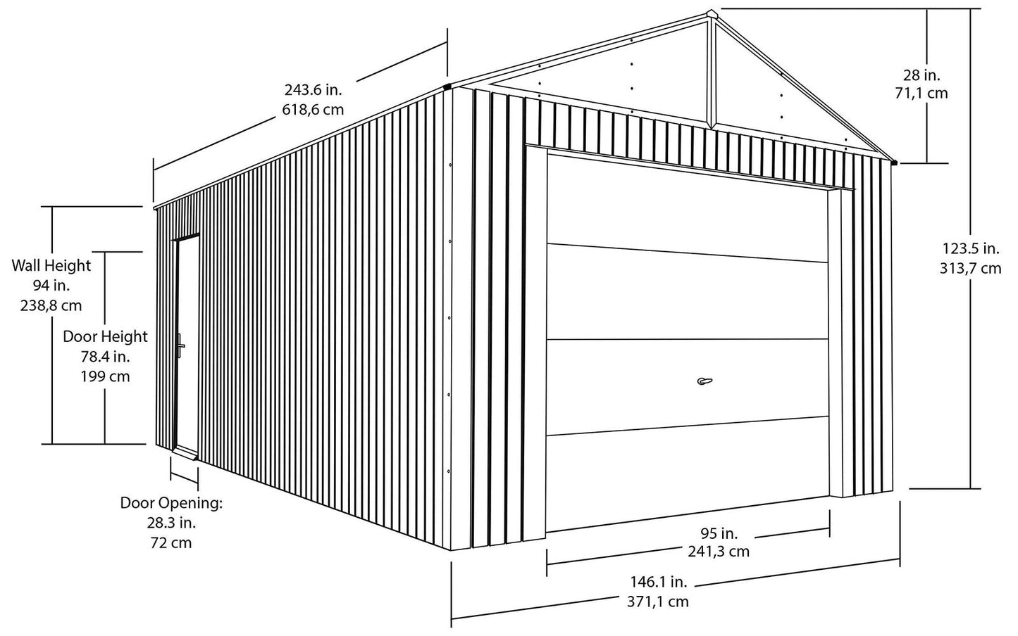 Sojag 12′ x 20′ Everest Galvalume Steel with Extra Tall Walls Garage Storage Building, Charcoal 12′ x 20′