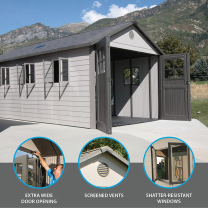 Lifetime 60237 11 x 21 Ft. Outdoor Storage Shed, Desert Sand