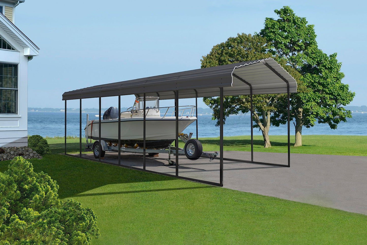 Arrow Carport, 10 ft. x 29 ft. x 9ft. Charcoal 10′ x 29′ x 9′