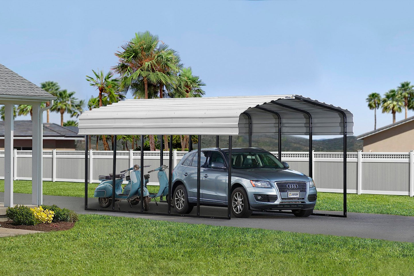 Arrow Carport, 12 ft. x 24 ft. x 9 ft. Eggshell 12′ x 24′ x 9′