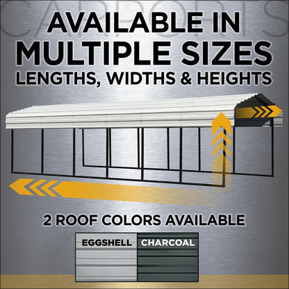 Arrow Carport, 12 ft. x 24 ft. x 9 ft. Eggshell 12′ x 24′ x 9′