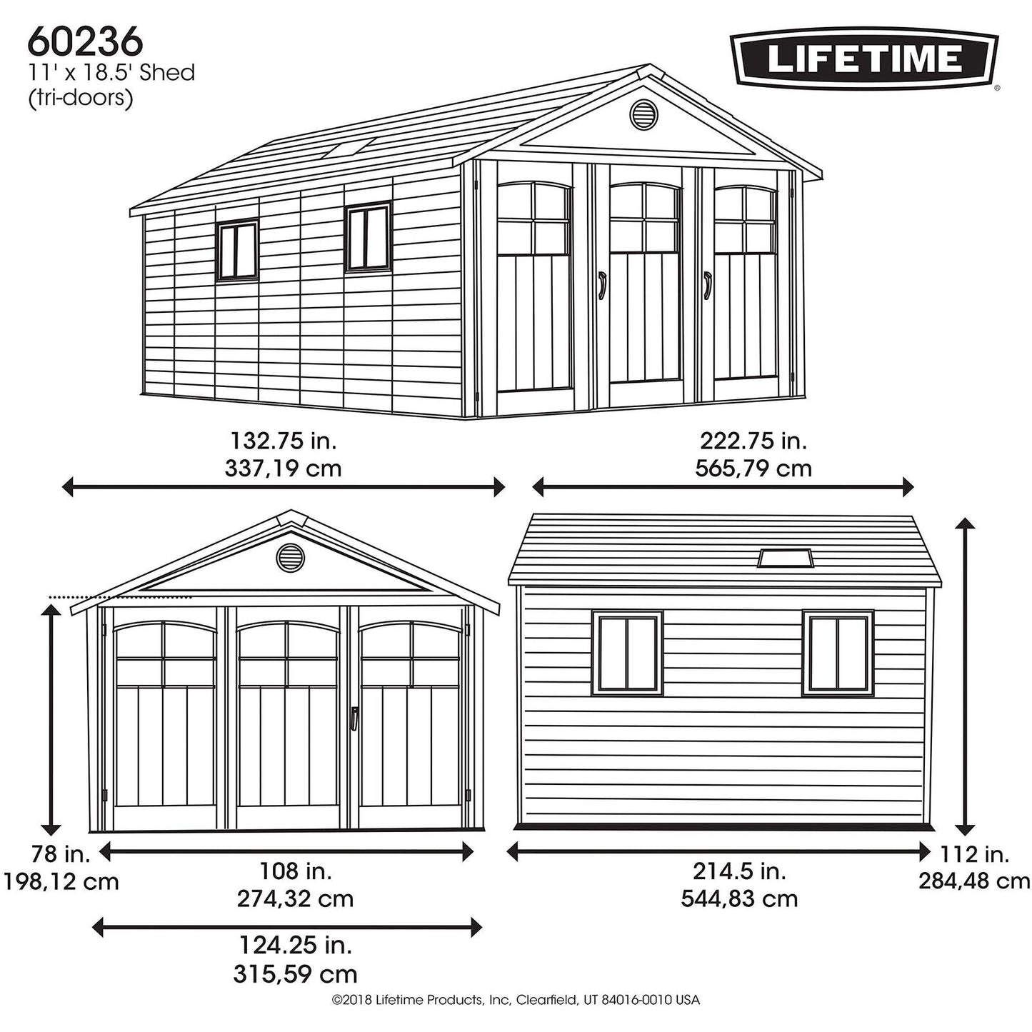 Lifetime 60236 11 x 18.5 Ft. Outdoor Storage Shed, 11 x 18.5, Desert Sand