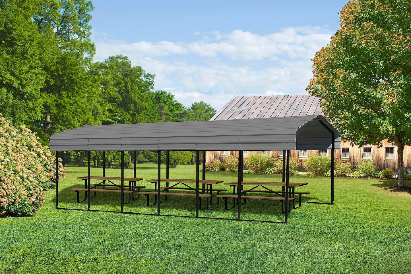 Arrow Carport, 10 ft. x 29 ft. x 9ft. Charcoal 10′ x 29′ x 9′